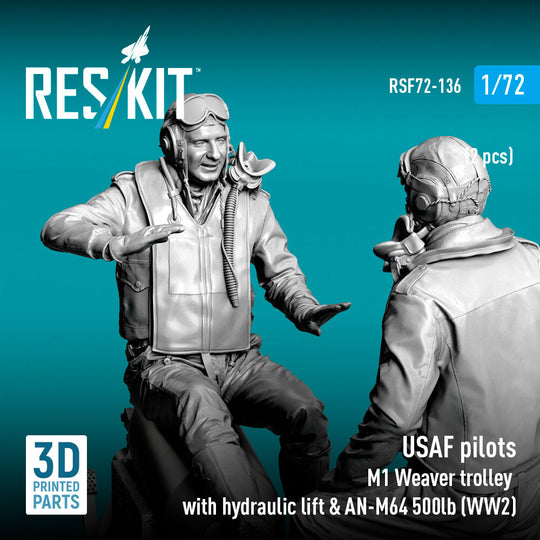 USAF pilots (2pcs) & M1 Weaver Hydraulic bomb lift & AN-M64 500lb (WW2) (3D Printed)