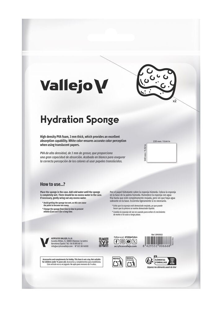 2 Reusable hydration sponges (220 x 140 mm)