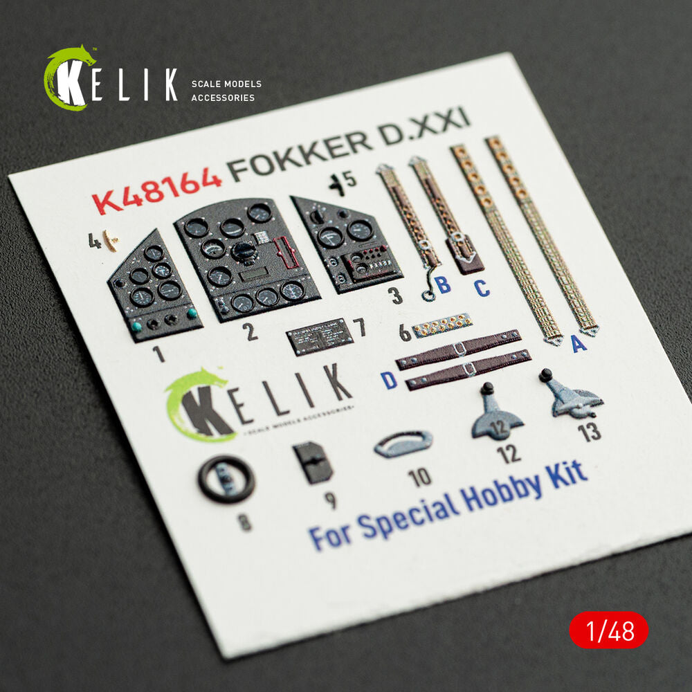 FOKKER D.XXI - interior 3D decals for Special Hobby kit