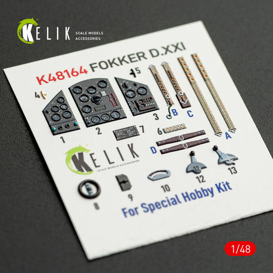 FOKKER D.XXI - interior 3D decals for Special Hobby kit