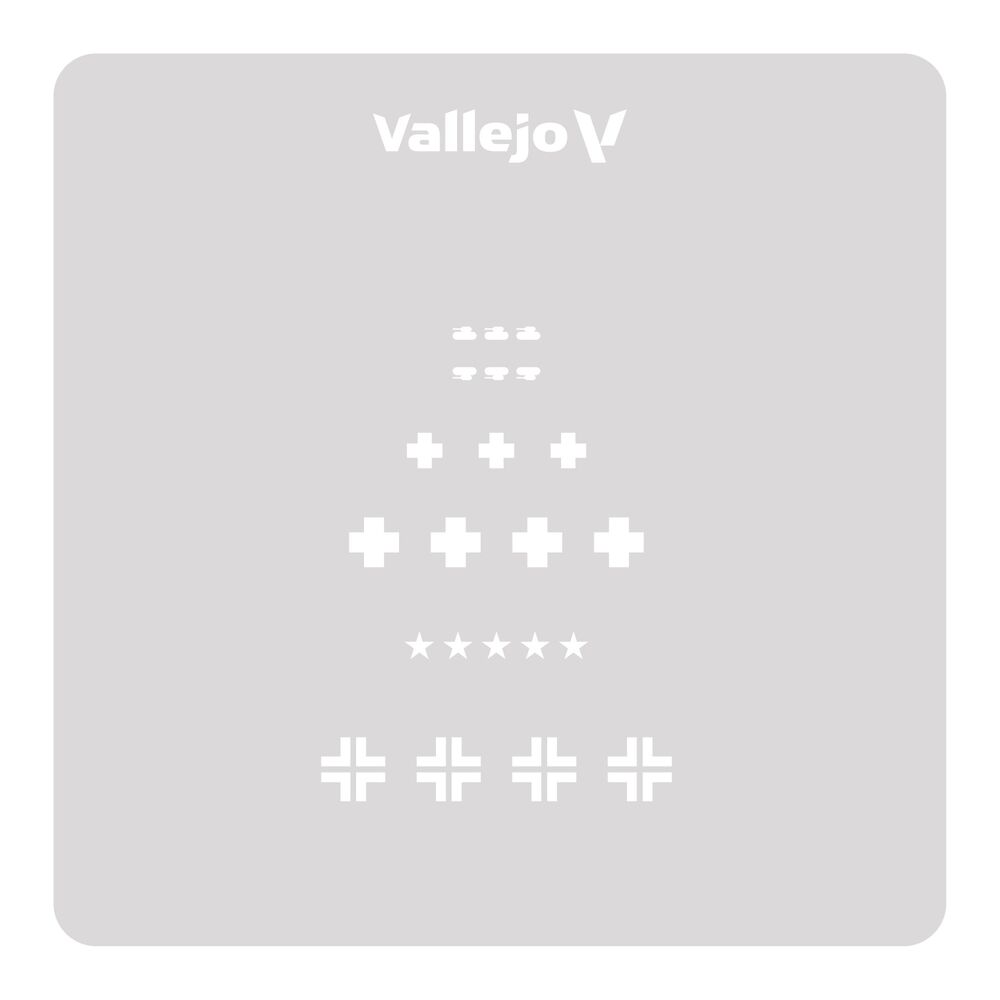 Vallejo Stencils: Assorted German WWII Tank Marks 125 x 125 mm