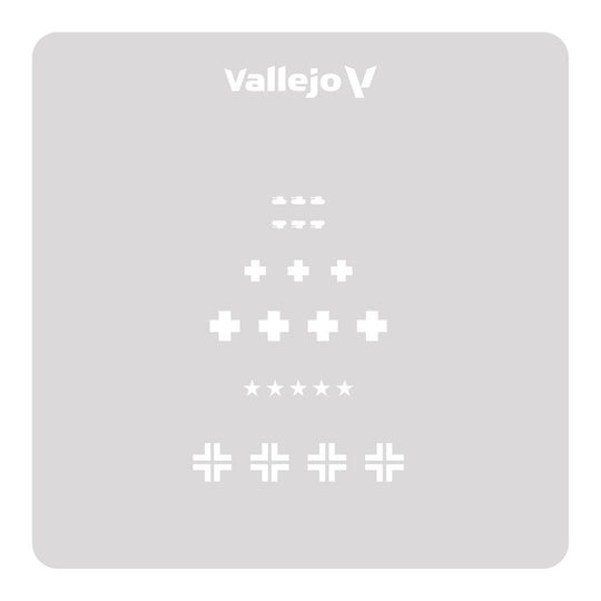 Vallejo Stencils: Assorted German WWII Tank Marks 125 x 125 mm