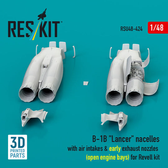 B-1B Lancer nacelles with air intakes & early exhaust nozzles (open engine bay) for Revell kit (3D Printed)