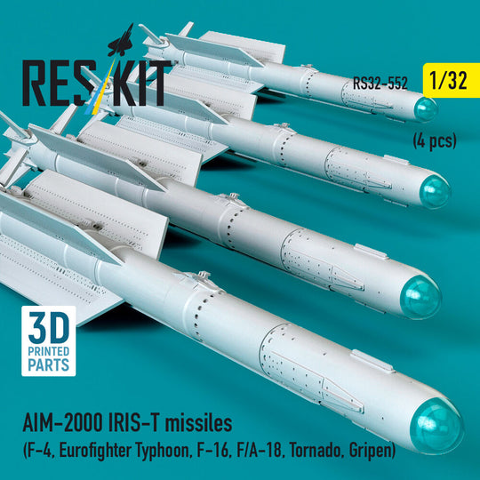 AIM-2000 IRIS-T missiles (4 pcs) (F-4, Eurofighter Typhoon, F-16, F/A-18, Tornado, Gripen) (3D Printed)