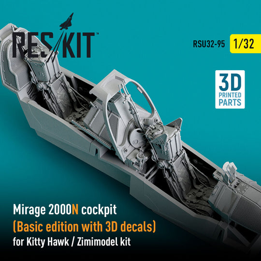 Mirage 2000N cockpit (Basic edition with 3D decals) for Kitty Hawk / Zimimodel kit (3D Printed)
