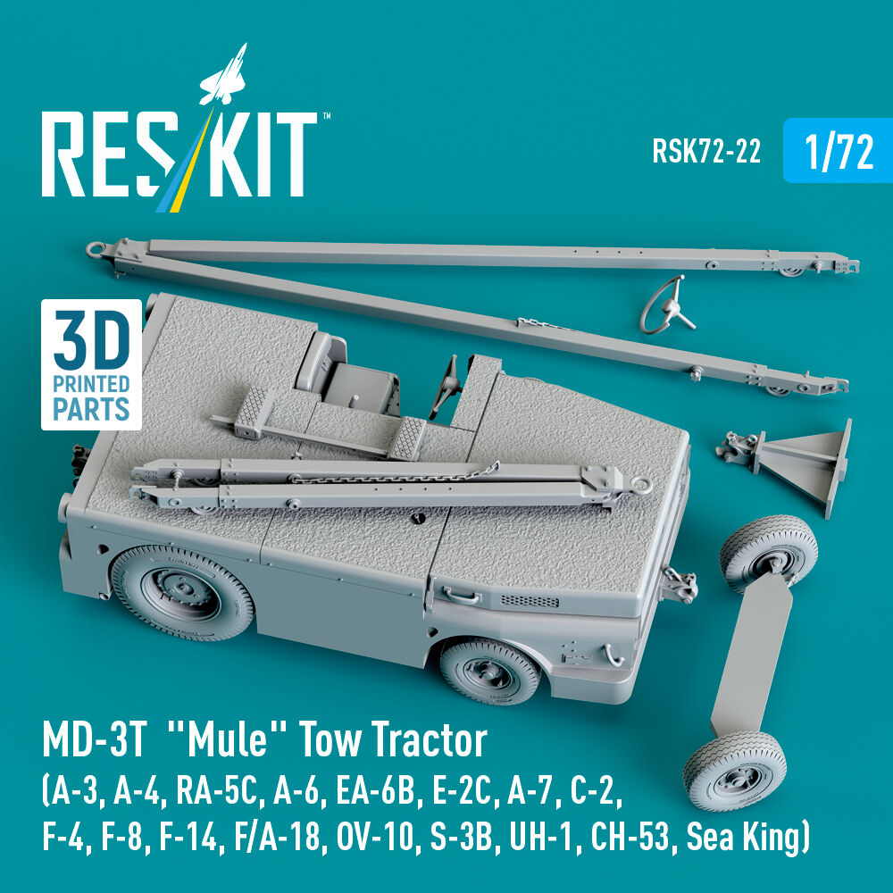 MD-3T Mule Tow Tractor (A-3, A-4, RA-5C, A-6, EA-6B, E-2C, A-7, C-2, F-4, F-8, F-14, F/A-18, OV-10, S-3B, UH-1, CH-53, Sea King) (3D Printed model kit)
