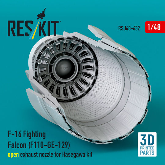 F-16 Fighting Falcon (F110-GE-129) open exhaust nozzle for Hasegawa kit (3D Printed)