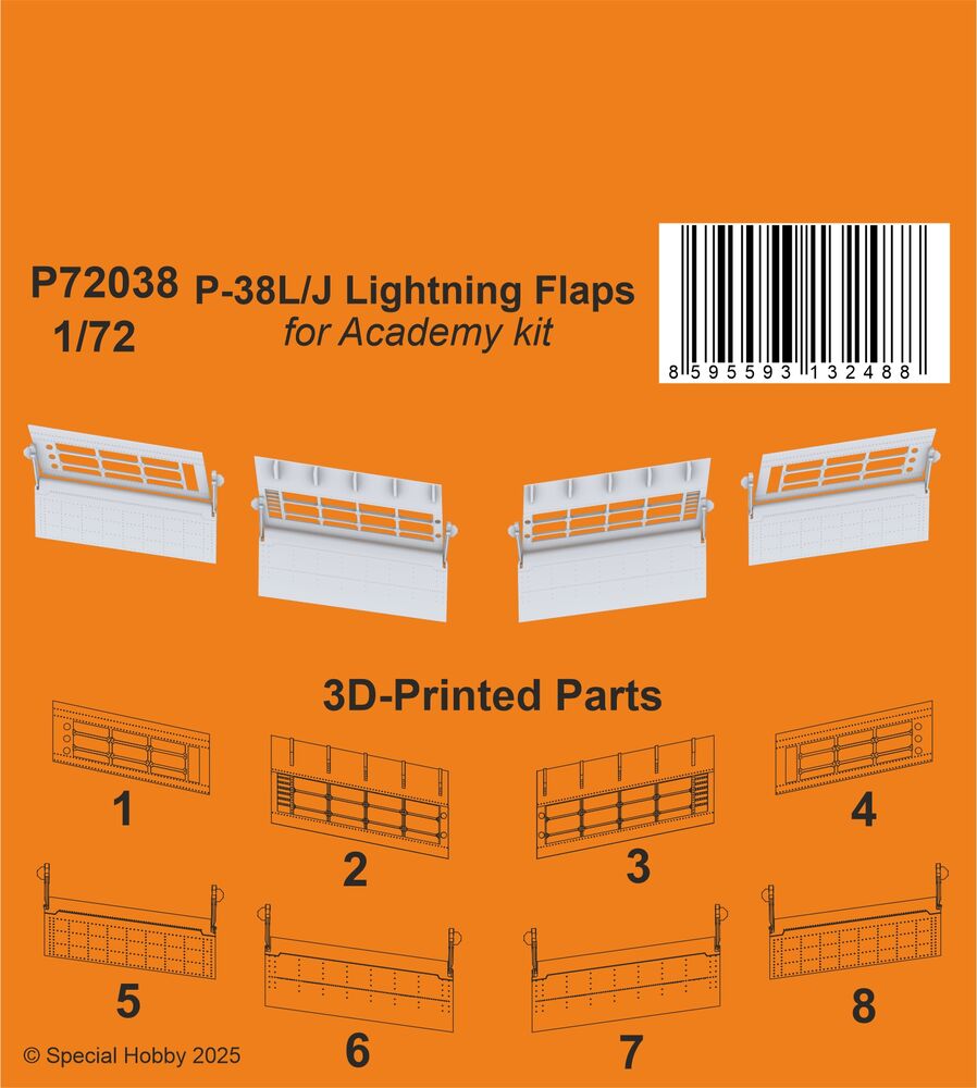 P-38L/J Lightning Flaps 1/72 / for Academy kit