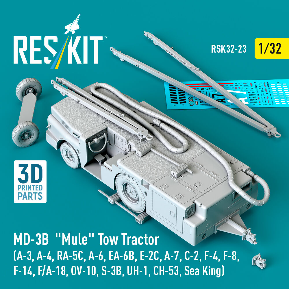 MD-3B Mule Tow Tractor (A-3, A-4, RA-5C, A-6, EA-6B, E-2C, A-7, C-2, F-4, F-8, F-14, F/A-18, OV-10, S-3B, UH-1, CH-53, Sea King) (3D Printed model kit)