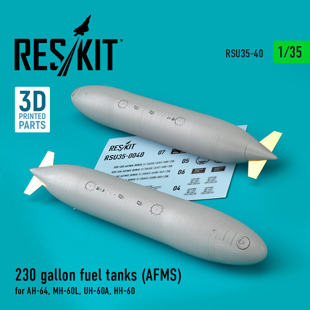 230 gallon fuel tanks (AFMS) for AH-64, MH-60L, UH-60A, HH-60 (2 pcs) (3D Printed)