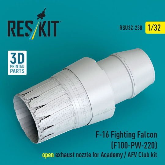F-16 Fighting Falcon (F100-PW-220) open exhaust nozzle for Academy / AFV Club kit (3D Printed)