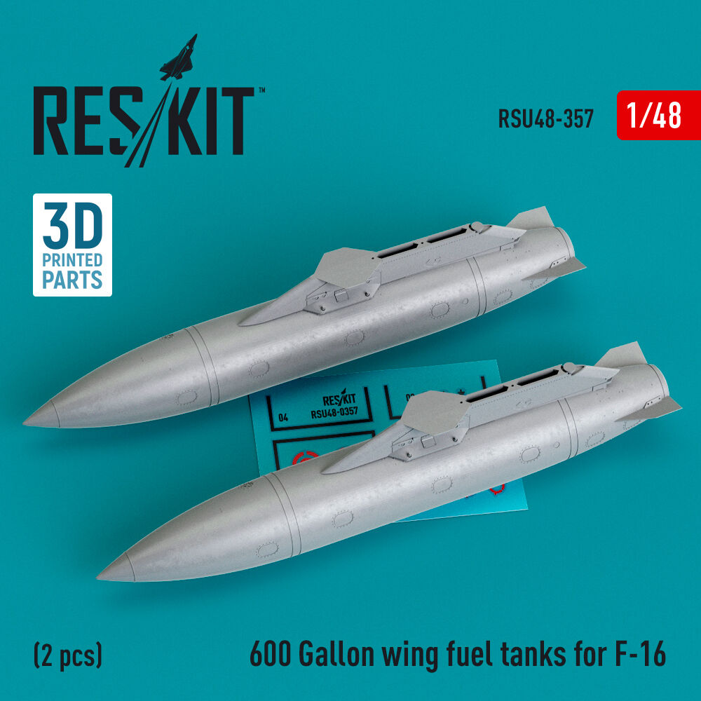 600 Gallon wing fuel tanks for F-16 & JSDF F2 (CJ/DJ Block 50/52, 50/52+, Sufa) (2 pcs) (3D Printed)