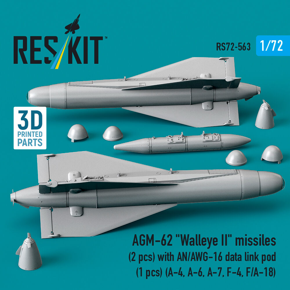 AGM-62 Walleye II missiles (2 pcs) with AN/AWG-16 data link pod (1 pcs) (A-4, A-6, A-7, F-4, F/A-18) (3D Printed)