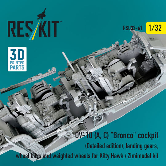 OV-10 (A, C) Bronco cockpit (Detailed edition), landing gears, wheel bays and weighted wheels for Kitty Hawk / Zimimodel kit (3D Printed)
