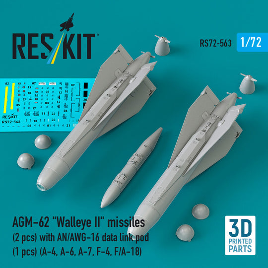 AGM-62 Walleye II missiles (2 pcs) with AN/AWG-16 data link pod (1 pcs) (A-4, A-6, A-7, F-4, F/A-18) (3D Printed)