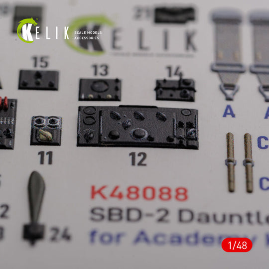SBD-2 Dauntless interior 3D decals for Academy kit
