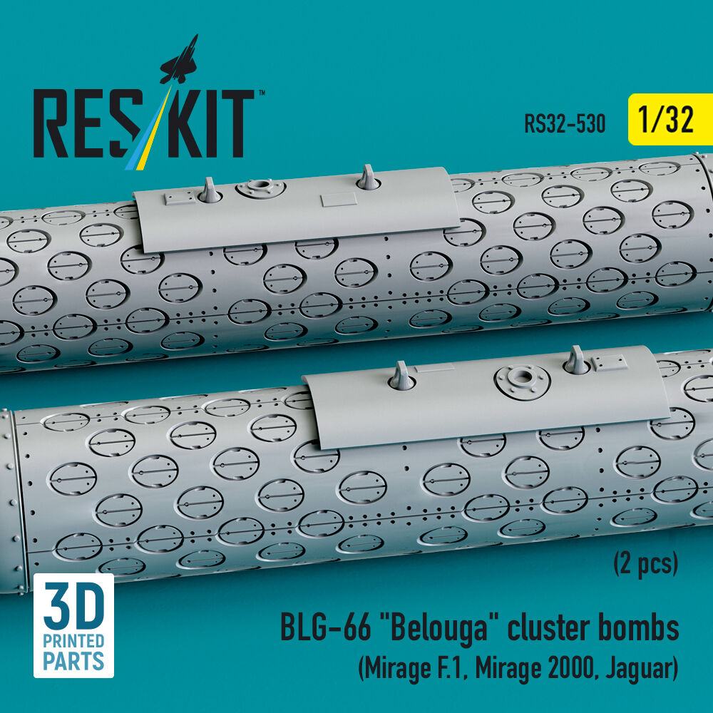 BLG-66 Belouga cluster bombs (2 pcs) (Mirage F.1, Mirage 2000, Jaguar) (3D Printed)