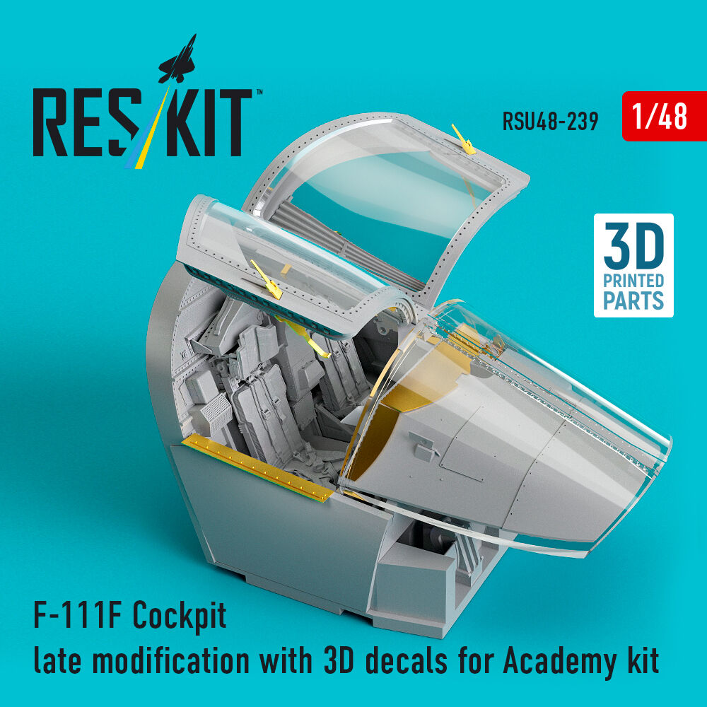 F-111F Cockpit late modification with 3D decals for Academy kit (3D Printed)