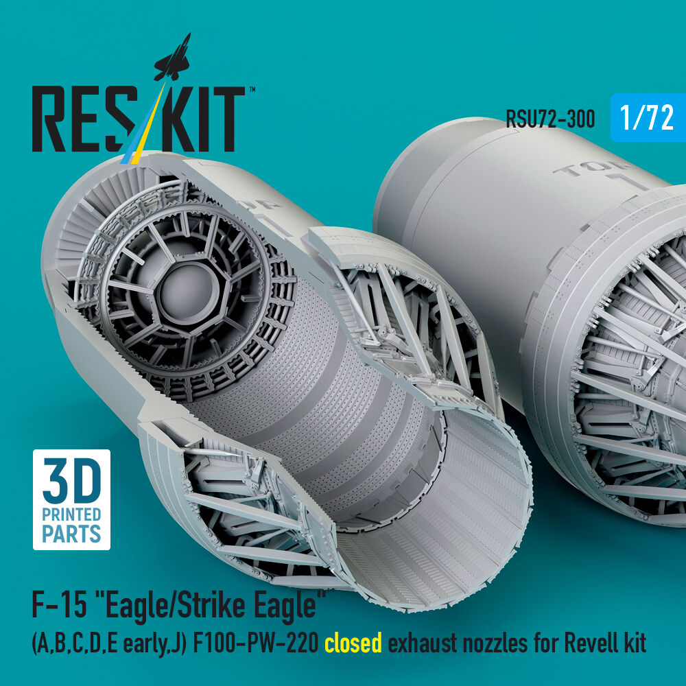 F?15 Eagle/Strike Eagle (A, B, C, D, E early, J) F100-PW-220 closed exhaust nozzles for Revell kit (3D Printed)