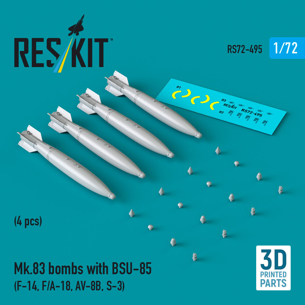 Mk.83 bombs with BSU-85 (4 pcs) (F-14, F/A-18, AV-8B, S-3) (3D printed)
