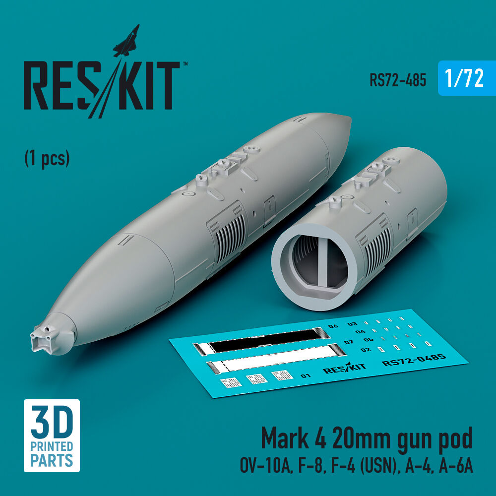 Mark 4 20mm gun pod (1 pcs) (OV-10A, F-8, F-4 (USN), A-4, A-6A) (3D Printed)