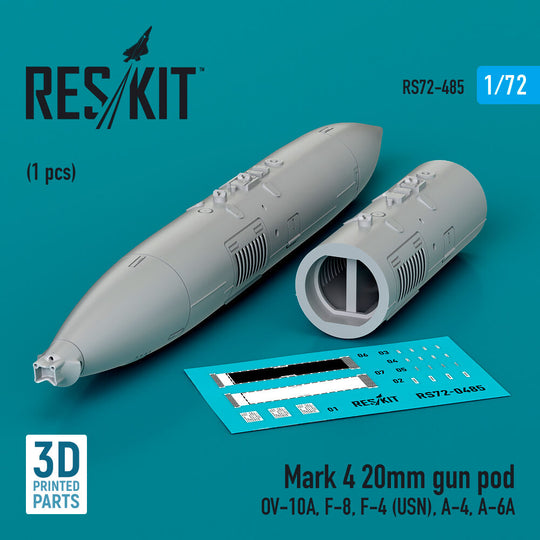 Mark 4 20mm gun pod (1 pcs) (OV-10A, F-8, F-4 (USN), A-4, A-6A) (3D Printed)