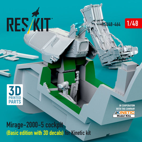 Mirage-2000-5 cockpit (Basic edition with 3D decals) for Kinetic kit (3D Printed)