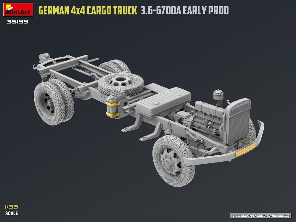 German 3t 4x4 Cargo Truck 3.6-6700A Early Prod
