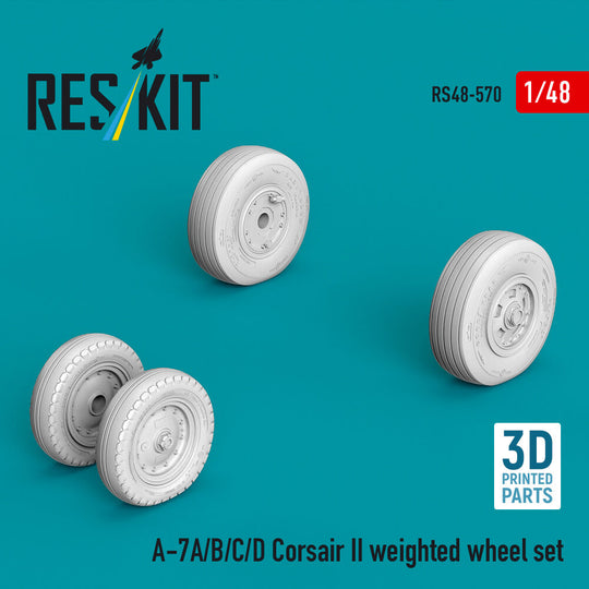 A-7A/B/C/D Corsair II weighted wheel set (3D Printed)