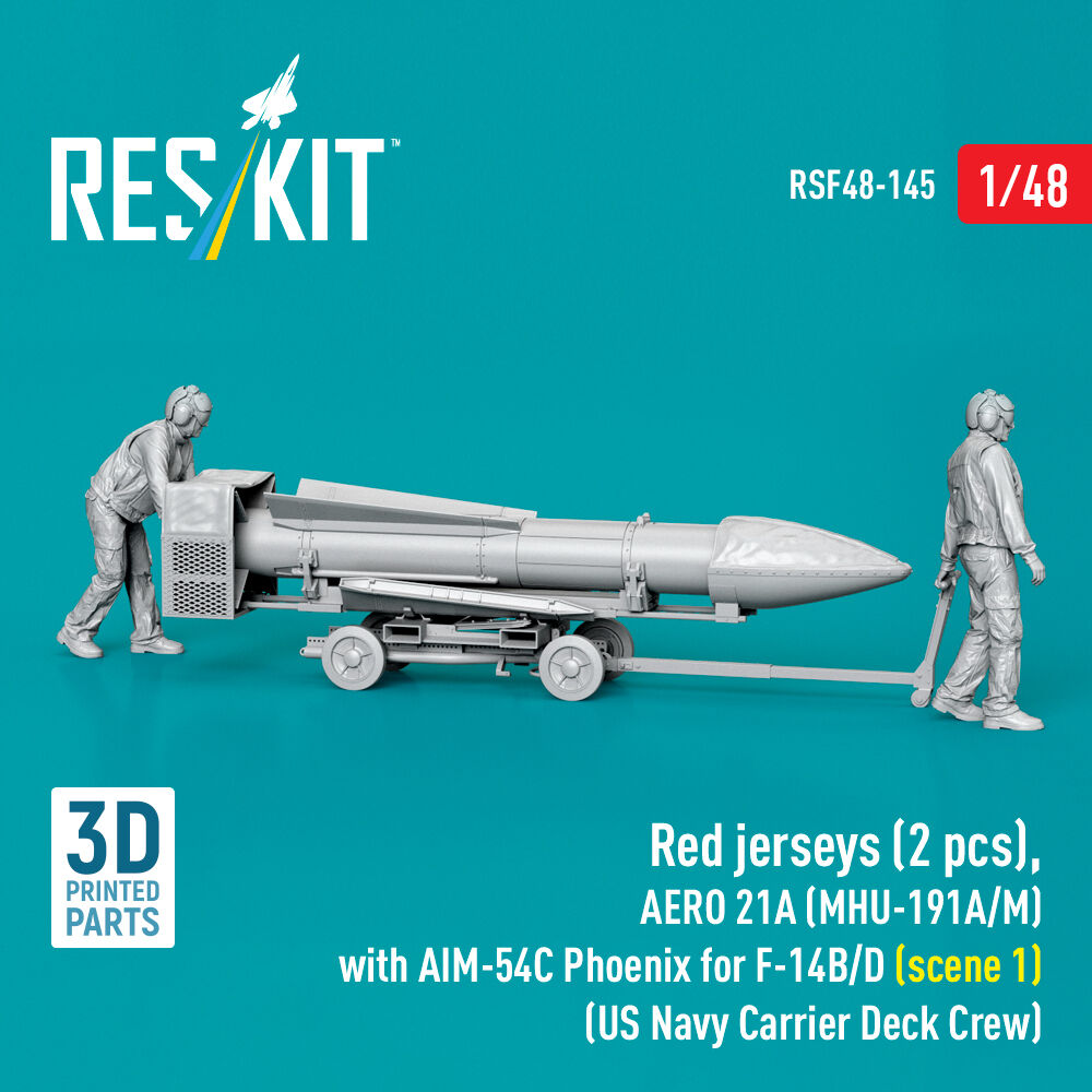 Red jerseys (2 pcs), AERO 21A (MHU-191A/M) with AIM-54C Phoenix for F-14B/D (scene 1) (US Navy Carrier Deck Crew) (3D Printed)