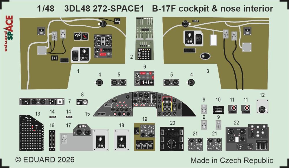 B-17F cockpit & nose interior SPACE for Revell