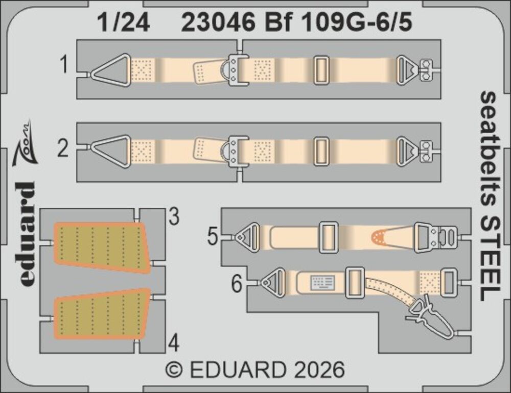 Bf 109G-5/6 seatbelts STEEL for Airfix