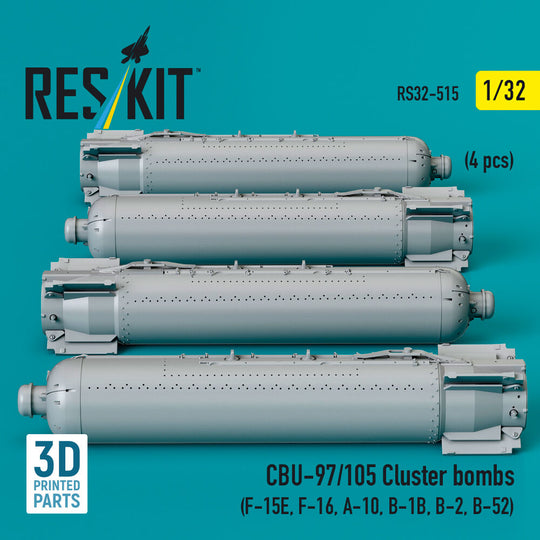 CBU-97/105 cluster bombs (4 pcs) (F-15E, F-16, A-10, B-1B, B-2, B-52) (3D Printed)