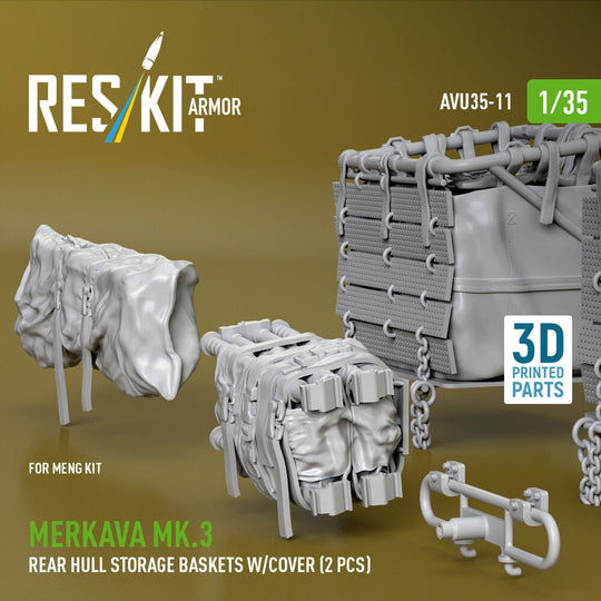 Merkava Mk.3 rear hull storage baskets w/cover (2 pcs) for Meng kit (3D Printed)
