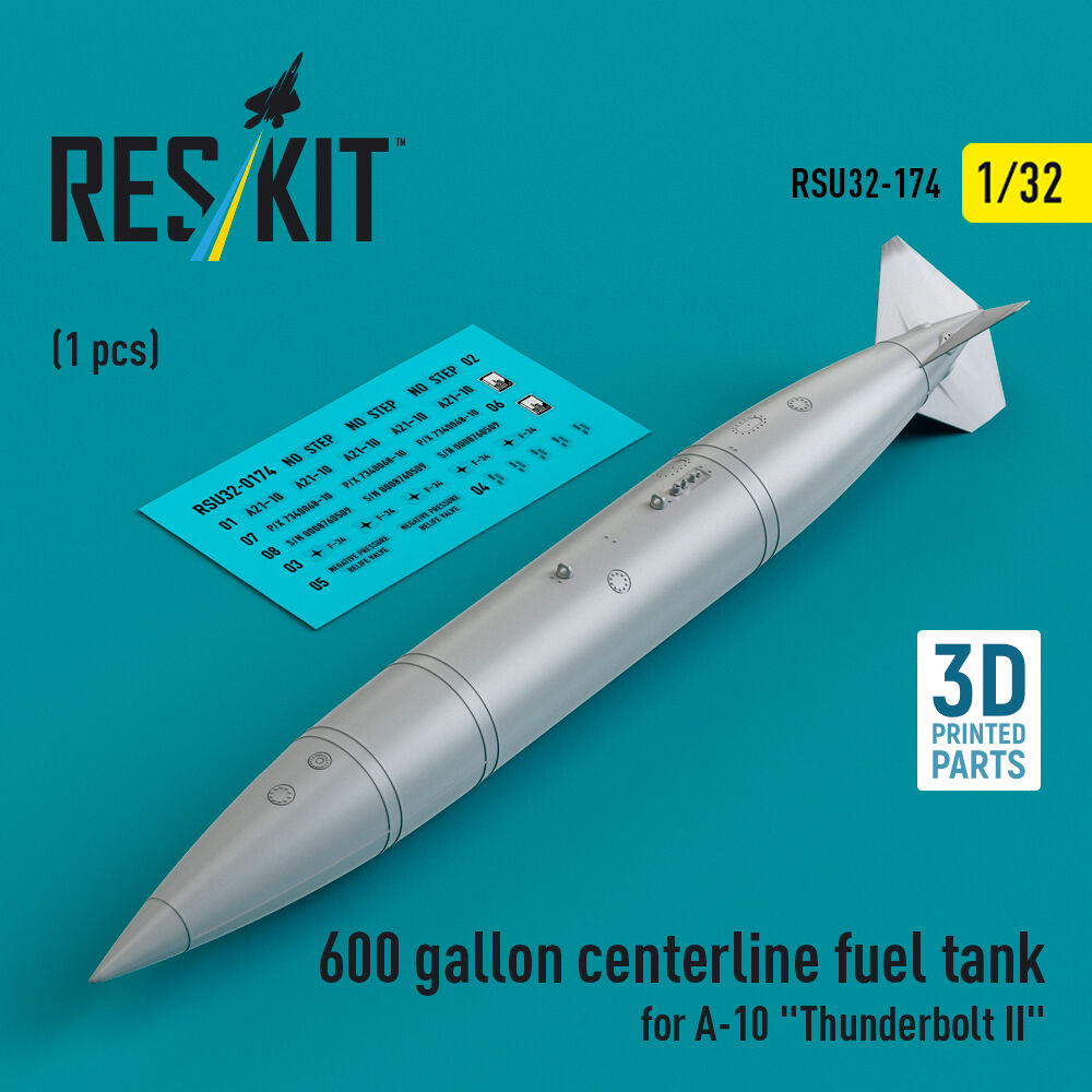 600 gallon centerline fuel tank for A-10 Thunderbolt II (1 pcs) (3D Printed)