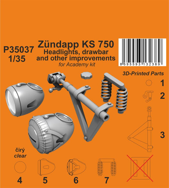 Zündapp KS 750 Headlights, drawbar and other improvements 1/35 / for Academy kit