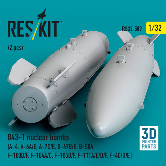 B43-1 nuclear bombs (2 pcs) (A-4, A-6A/E, A-7C/E, B-47B/E, B-58A, F-100D/F, F-104A/C, F-105D/F, F-111A/D/E/F, F-4C/D/E ) (3D Printed)