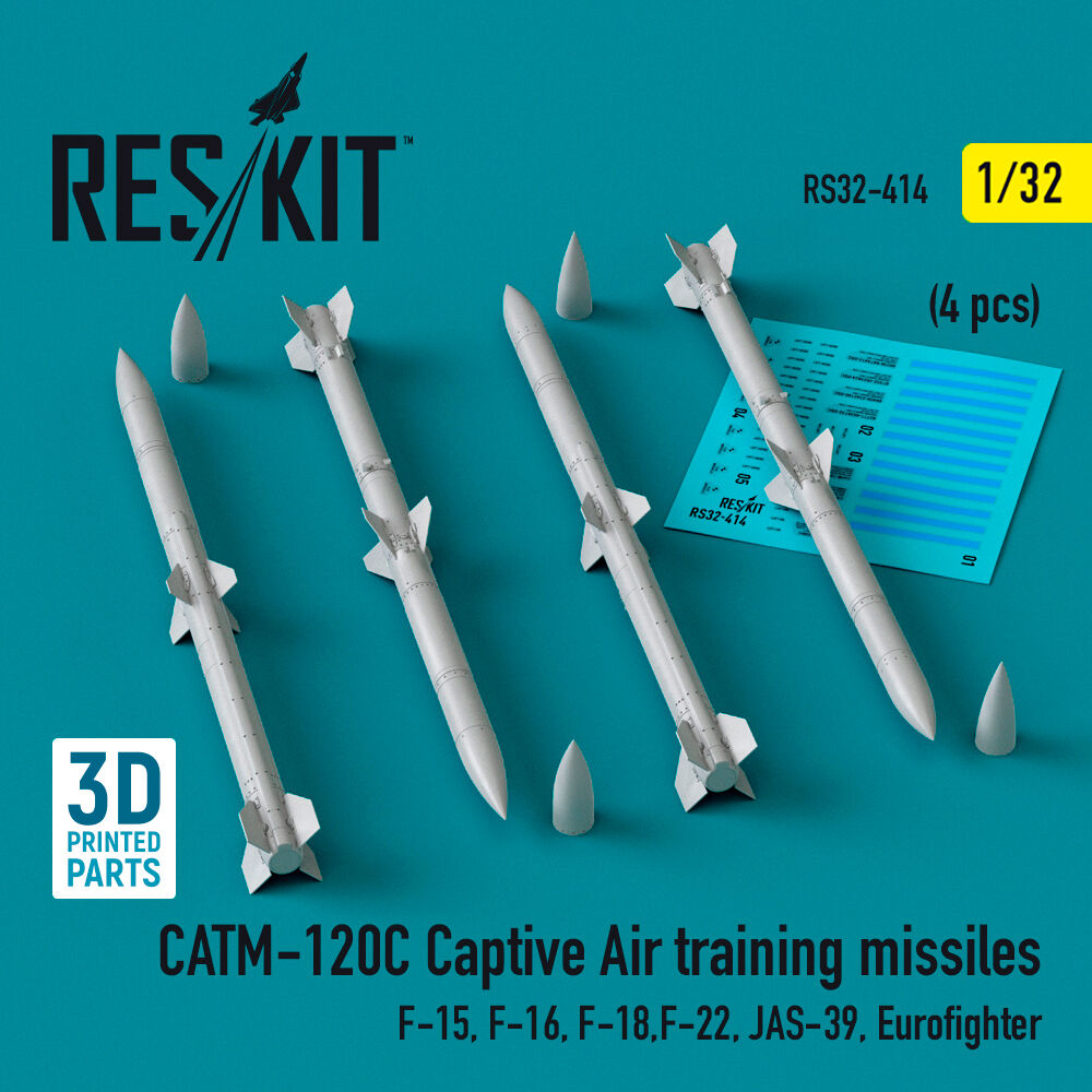 CATM-120C Captive air training missiles (4 pcs) (F-15, F-16, F-18,F-22, JAS-39, Eurofighter) (3D Printed)