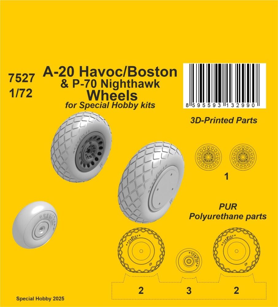A-20 Havoc/Boston/ P-70 Nighthawk Wheels for Special Hobby