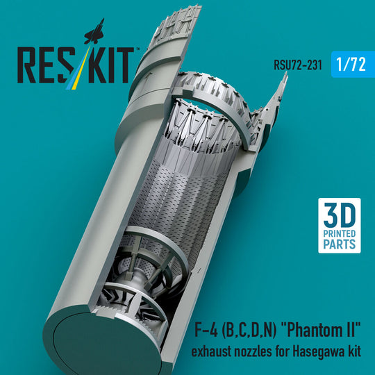 F-4 (B, C, D, N) Phantom II exhaust nozzles for Hasegawa kit (3D Printed)