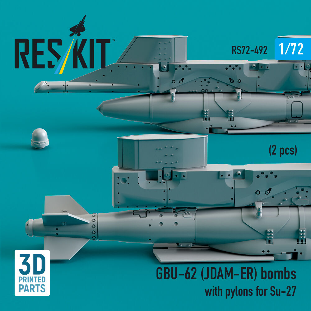 GBU-62 (JDAM-ER) bombs with pylons for Su-27 Flanker (2 pcs) (3D Printed)
