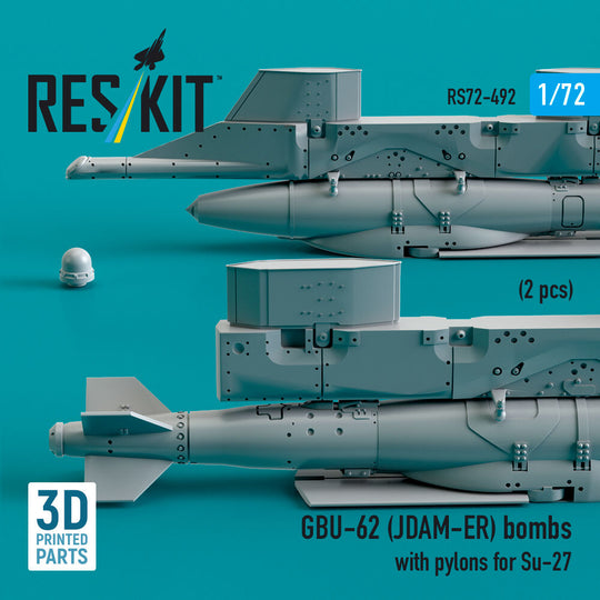 GBU-62 (JDAM-ER) bombs with pylons for Su-27 Flanker (2 pcs) (3D Printed)