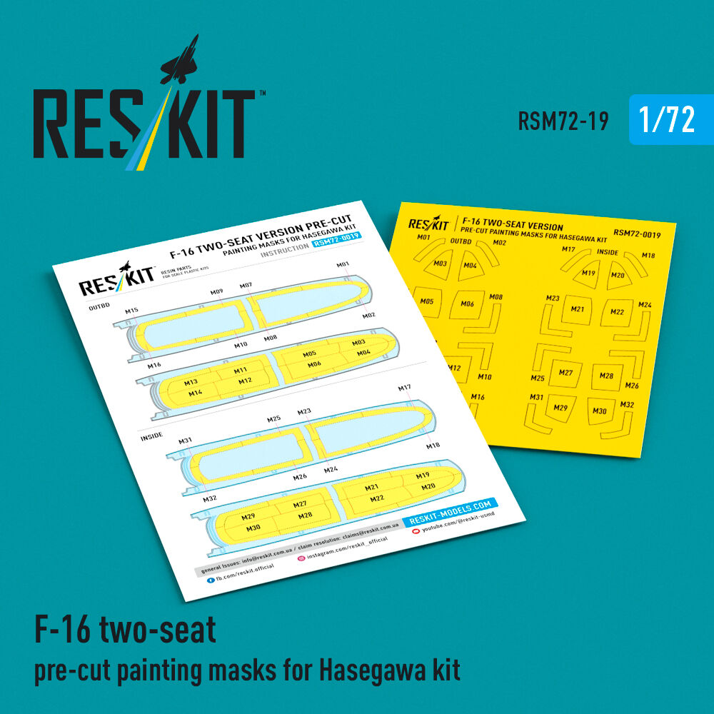F-16 two-seat pre-cut painting masks for Hasegawa