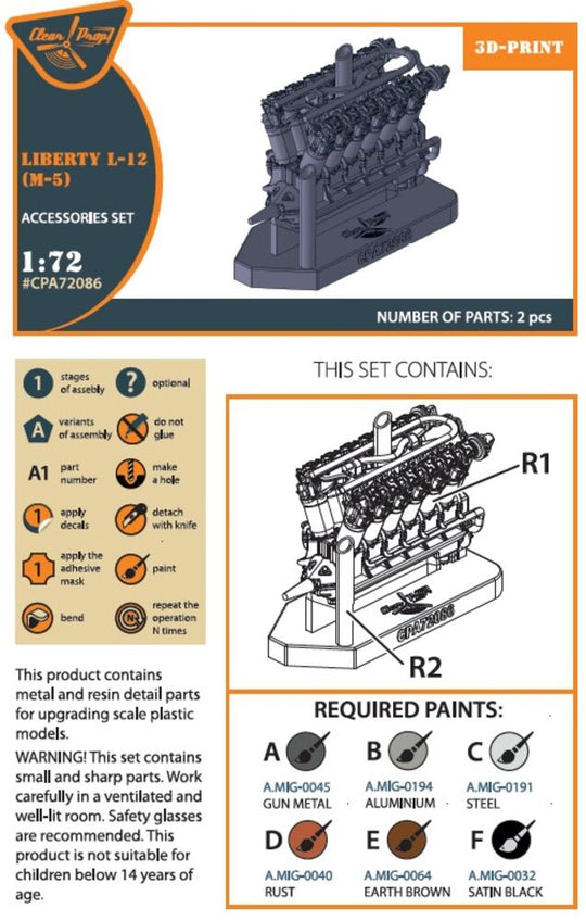 Liberty L-12 engine set 3D print
