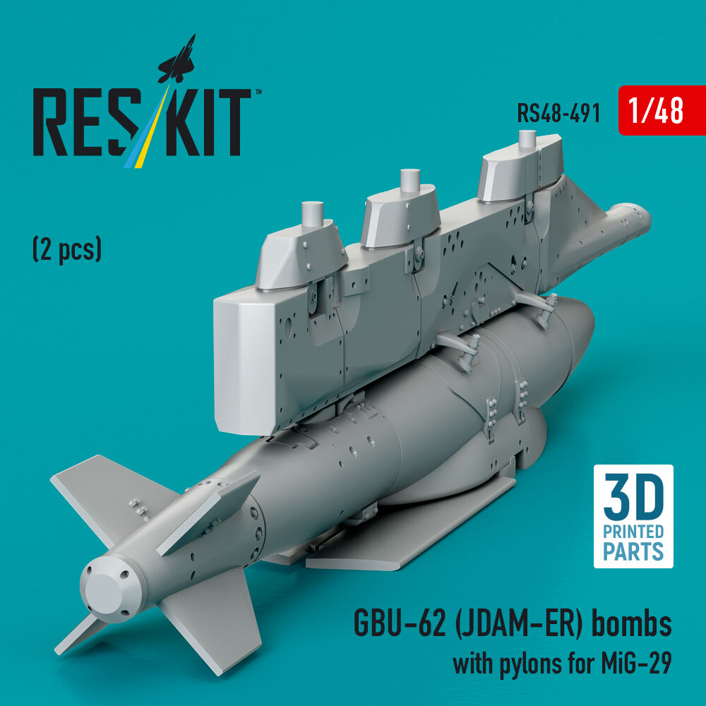 GBU-62 (JDAM-ER) bombs with pylons for MiG-29 Fulcrum (2 pcs) (3D Printed)