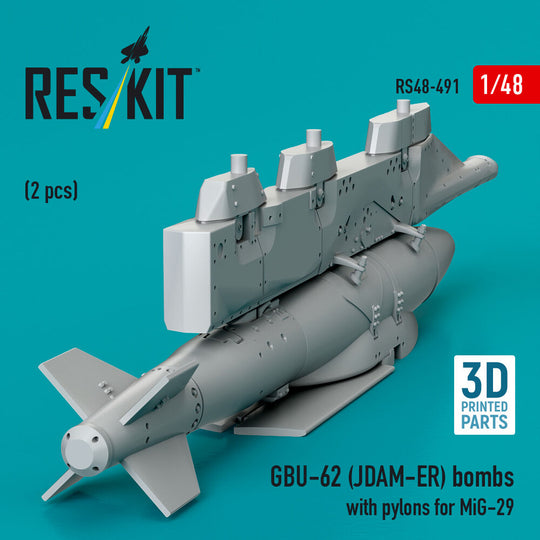 GBU-62 (JDAM-ER) bombs with pylons for MiG-29 Fulcrum (2 pcs) (3D Printed)