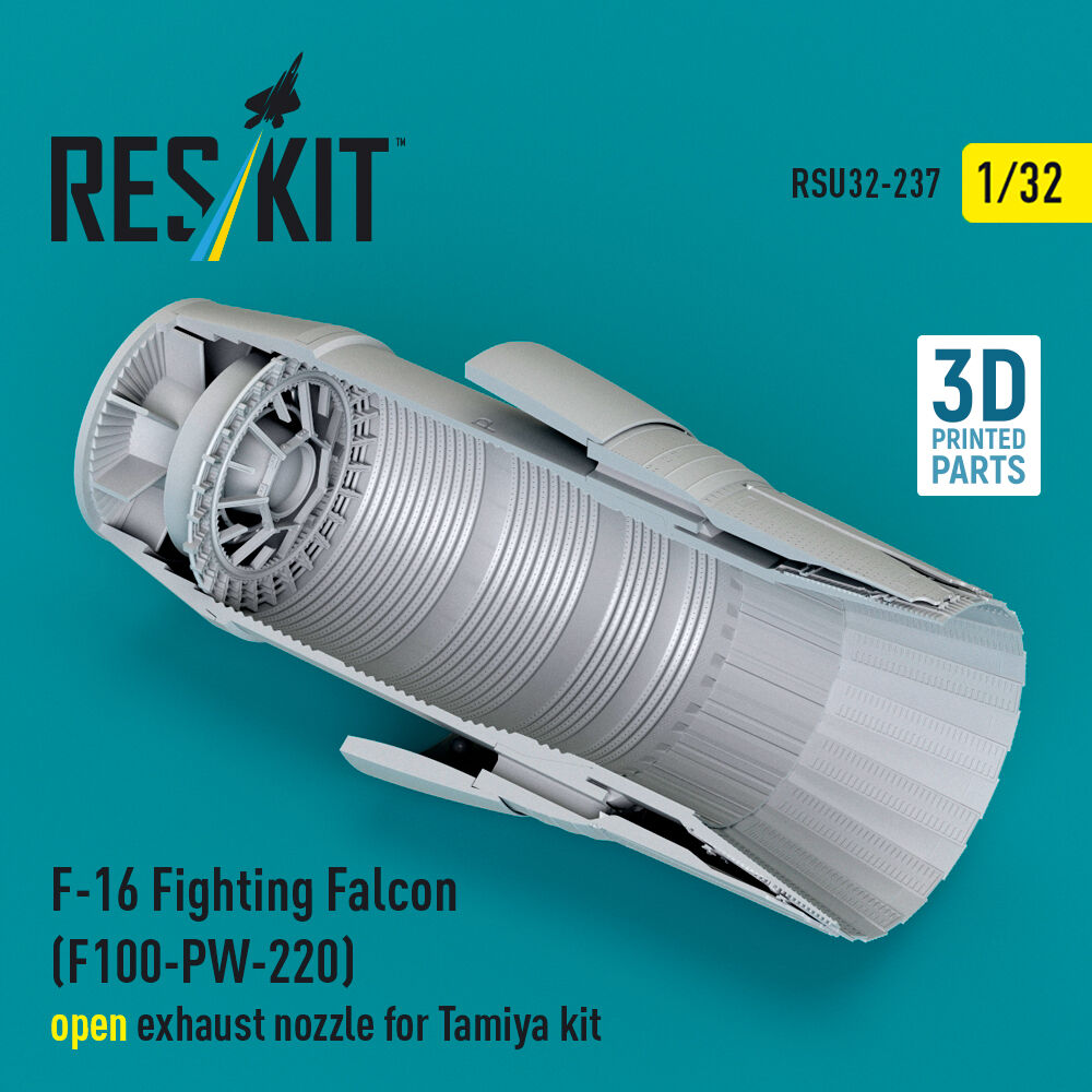 F-16 Fighting Falcon (F100-PW-220) open exhaust nozzle for Tamiya kit (3D Printed)