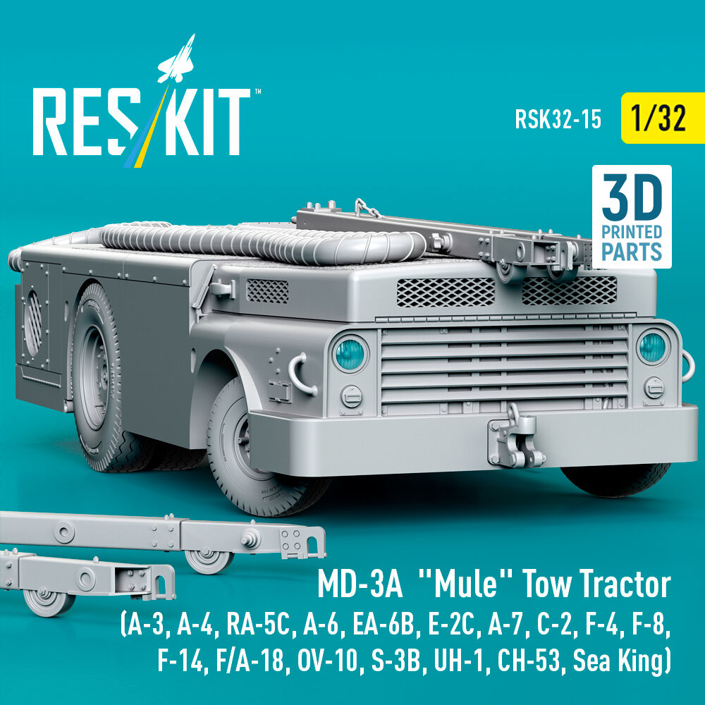 MD-3A Mule Tow Tractor (A-3, A-4, RA-5C, A-6, EA-6B, E-2C, A-7, C-2, F-4, F-8, F-14, F/A-18, OV-10, S-3B, UH-1, CH-53, Sea King) (3D Printed model kit)