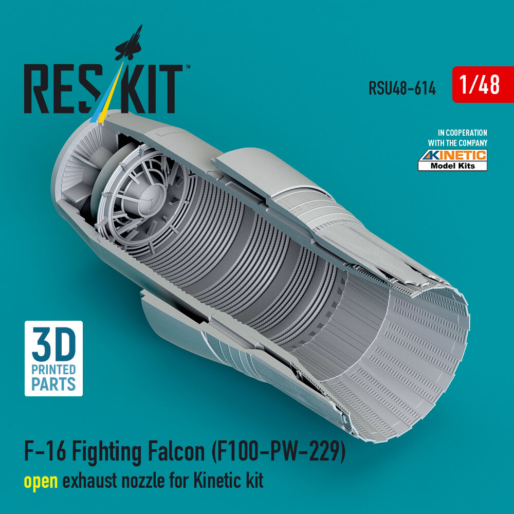 F-16 Fighting Falcon (F100-PW-229) open exhaust nozzle for Kinetic kit (3D Printed)