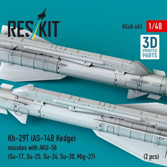 Kh-29T (AS-14B Kedge) missiles with AKU-58 (2 pcs) (Su-17, Su-25, Su-24, Su-30, Mig-27) (3D Printed)
